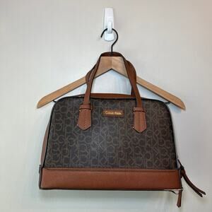 Calvin Klein Women's Signature Logo Dome Satchel Bag Purse Brown